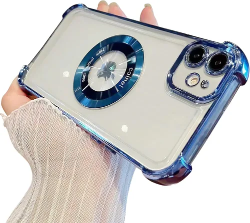 Vista 67 de Funda magnética transparente para iPhone 11, funda de lujo con cuatro esquinas brillantes, protección a prueba de golpes de grado militar