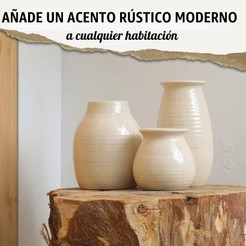Vista 3 de Jarrón blanco para decoración – Decoración rústica del hogar, decoración moderna de granja – Jarrón de cerámica para decoración de chimenea