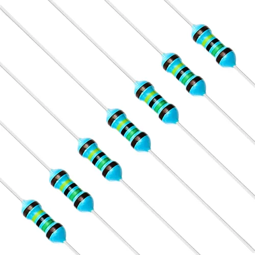 Vista 10 de Chanzon 100 piezas 1 Ω ohm Resistencia 1/4 W (0.25 W) Resistencia fija de película metálica 0.01 ±1% Tolerancia 1R MF Resistencias de agujero