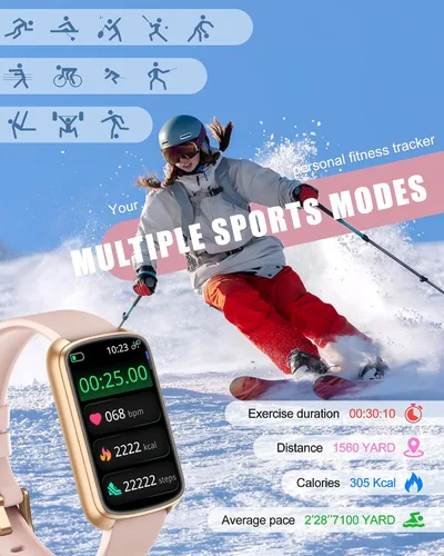 Vista 4 de Monitor de actividad física, reloj inteligente para mujeres y hombres con monitor de frecuencia cardíaca, presión arterial, oxígeno en sangre