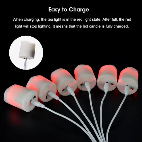 Vista 6 de Daord Velas de té recargables LED USB sin llama, velas votivas blancas cálidas con control remoto, velas parpadeantes con pilas para decoración