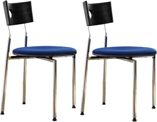 Vista 27 de Stackable Dining Chairs Set, Kitchen Chair with Curved Backrest, Upholstered Living Room Chair, Occasional Seat Dining Room Chairs with Metal