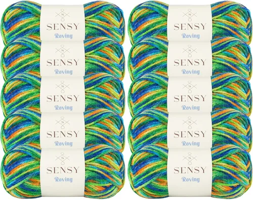 Vista 73 de Sensy Roving - Ovillo de lana multicolor, 3.5 onzas, 132 yardas, calibre 5, voluminoso (otoño)