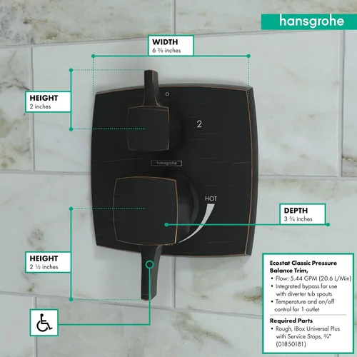 Vista 23 de hansgrohe Ecostat Classic 15769001 - Válvula de ducha de equilibrio de presión cromada