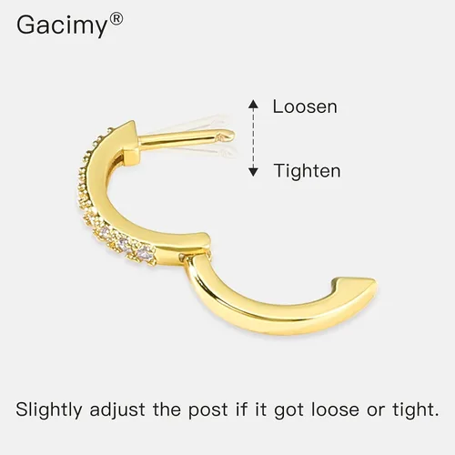 Vista 5 de Gacimy - Arracadas de mujer de oro de 14 quilates, aretes Huggie pequeños con broche para cartílago.