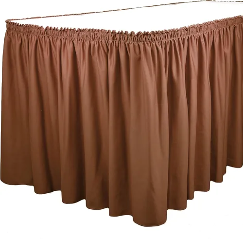 Vista 6 de TableLinensforLess Faldón de mesa de poliéster, altura de mesa (13 pies, plisado, bosque)