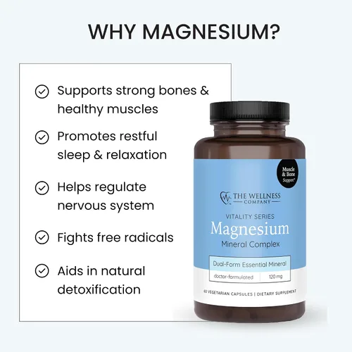 Vista 5 de Glicinato de magnesio y citrato de magnesio – Apoya la relajación muscular y la salud cardiovascular 60ct (suministro de 2 meses)