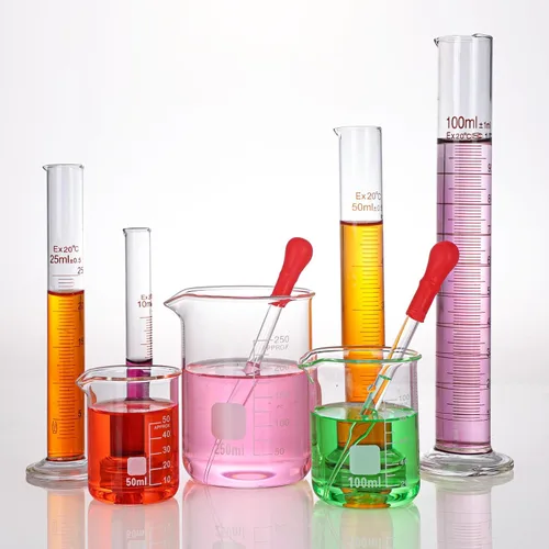 Vista 7 de Set de probeta graduada de vidrio SUPERLELE 10 ml 25 ml 50 ml 100 ml, juego de vasos de vidrio grueso 50 ml 100 ml 250 ml con 2 cuentagotas