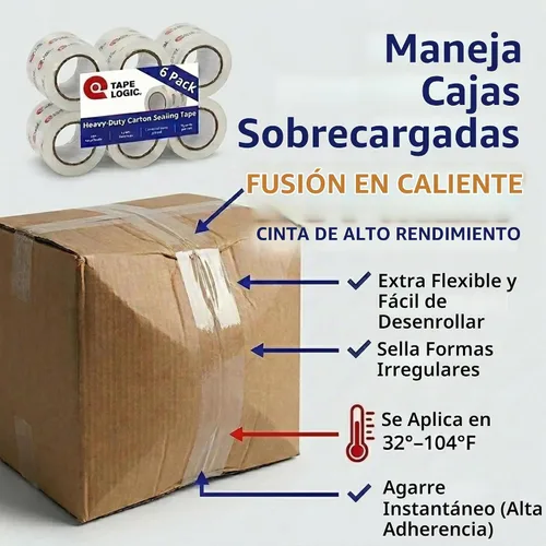 Vista 5 de Cinta adhesiva de embalaje Tape Logic, resistente de 2 pulgadas x 55 yardas, transparente (paquete de 1) Rollo de cinta adhesiva de embalaje