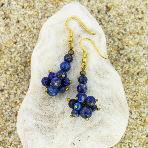 Vista 6 de Mystic Self Lapislázuli - Pendientes colgantes hechos a mano con piedras preciosas azules