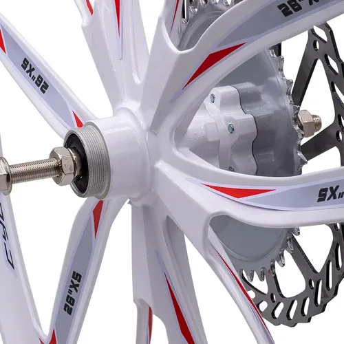 Vista 6 de BBR Tuning Llantas de bicicleta de 26 pulgadas – Juego de ruedas resistentes de llanta de estrella roja – Ruedas de bicicleta de montaña Beach