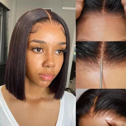 Vista 19 de Peluca de cabello humano con reflejos degradados 4/27, 8 pulgadas, lacio, 427, peluca bob de 13 x 4 con reflejos HD, peluca de cabello humano