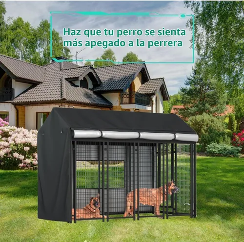 Vista 5 de Funda para Perrera al Aire Libre, Cobertura Completa para Jaulas de Perros de 8.1'Dx4.1'Wx6.06'H, Funda Resistente Impermeable para Perrera Grande