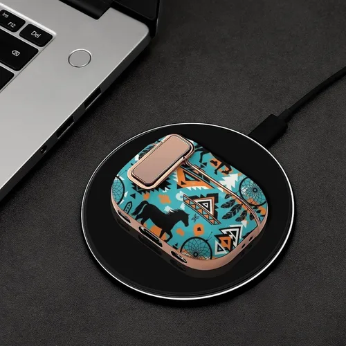 Vista 4 de Soft Plastic Protective Cover Compatible with Airpods Pro 2 Wireless Charging Case Dream Catcher Western Southwest Aztec Horse Art, Accessories for