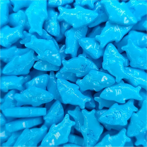 Vista 4 de NCS Gránulos comestibles en forma de tiburón – Decoración de cupcakes azules, pasteles y galletas, 7 onzas