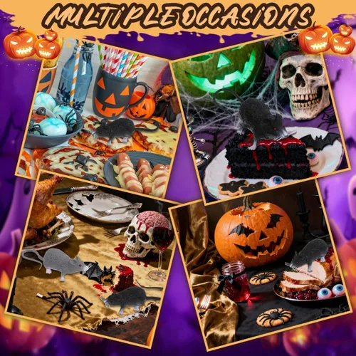 Vista 3 de Gadpiparty 2 ratas falsas, ratón falso, para bromas y trucos, accesorios de fiesta y Halloween, colores surtidos