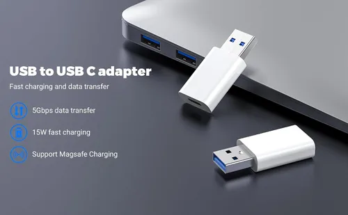 Vista 7 de Adaptador USB a USB C, 2 unidades, adaptador USB-C hembra a USB macho, convertidor de cargador OTG compatible con Apple Watch Ultra
