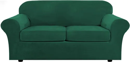 Vista 56 de H.VERSAILTEX - Funda elástica para sofá de 2 piezas, funda protectora de terciopelo, suave, con parte inferior elástica, con un ancho de hasta 49