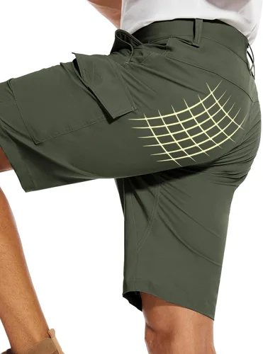 Vista 4 de PULI Pantalones cortos de golf para hombre, elásticos, casuales, ligeros, de secado rápido, con bolsillos