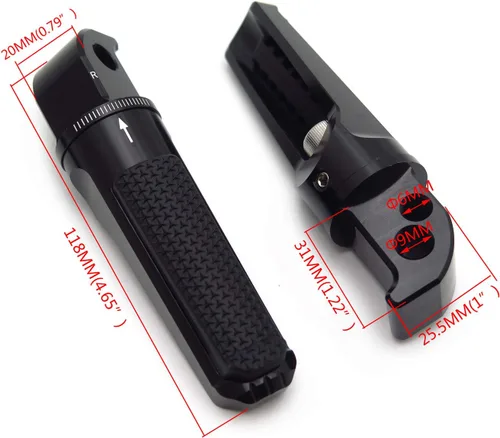 Vista 3 de Estriberas ajustables CNC Reposapiés Compatible con YZF TMAX XMAX N-MAX FZ1/FZ6 XJR1300/1200 MT03/MT07/MT09/MT10 [P/N: GZSP-SP-011-Y2]