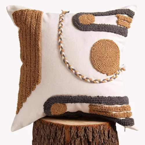 Vista 9 de lifein Fundas de almohada de 18 x 18 pulgadas, fundas de almohada copetudas de jacquard bohemio, fundas de almohada decorativas para casa de campo