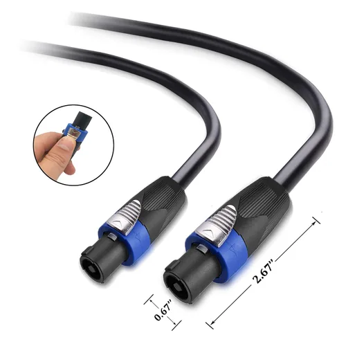 Vista 2 de Paquete de 2 cables Pro Speakon a Speakon de 15 pies, 12 AWG, 2 conductores de bloqueo giratorio