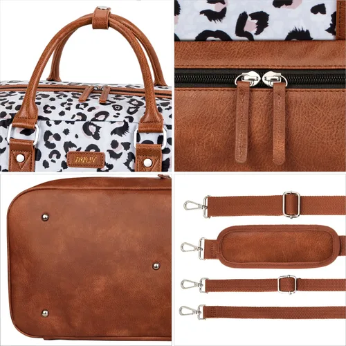 Vista 111 de IBFUN Bolsas de fin de semana para mujer, bolsa grande de lona para viaje, bolsa de viaje con compartimento para zapatos, 21 pulgadas, juego de 3