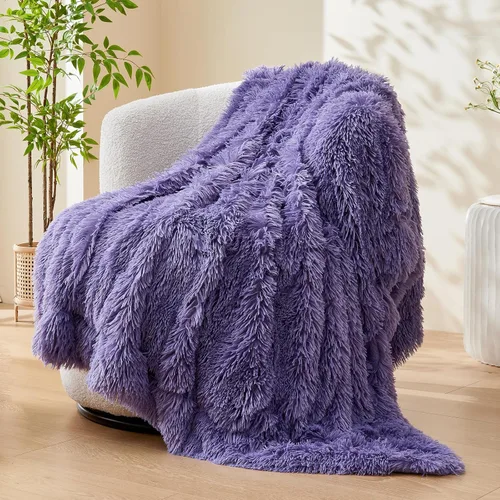 Vista 49 de GONAAP Manta de Tiro Difusa de Piel Sintética Negra Súper Suave Acogedora Felpa Difusa Peluda para Sofá Sillón Cama (Negro, Tiro(50"x60"))