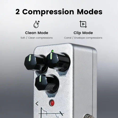 Vista 5 de NUX Mini pedal de efectos de guitarra de compresor de escultura, modo limpio, modo de clip, perilla de mezcla, bypass de búfer seleccionable Bulit