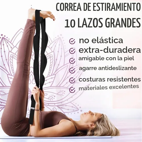 Vista 2 de TECEUM Stretching Strap with 10 Loops for Physical Therapy & Rehab