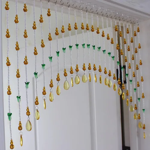 Vista 8 de Cortinas de Cuentas de Cristal Colgantes para Puerta, Cenefa Autoadhesiva para Entradas, Cristales para Ventanas Arqueadas, Cortina Divisoria