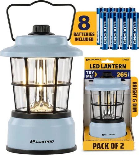 Vista 10 de LUXPRO LP1536 Rechargeable Retro Lantern 500 Lumens Dual Power LED Camping Lantern (Pink, 1 Pack, Rechargeable)