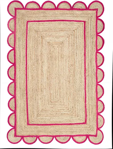 Vista 15 de Alfombra bohemia de yute con patrón festoneado (2 x 3 pies, negro)
