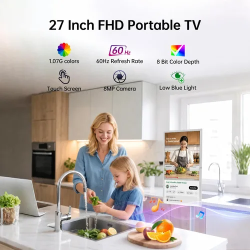 Vista 3 de HORION Smart TV portátil, monitor de pantalla táctil portátil de 27