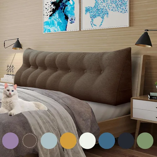 Vista 26 de Almohada de cuña acolchada de 8 libras para cabecero, posicionador corporal en forma de triángulo, almohada de lectura para la cama, almohada