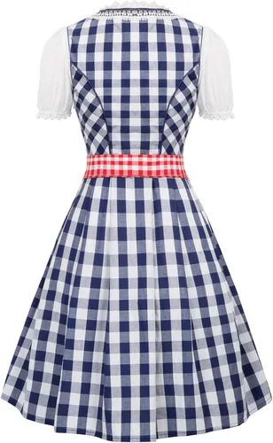 Vista 2 de JASAMBAC - Disfraz de Dirndl alemán para mujer, 3 piezas para Oktoberfest Carnaval