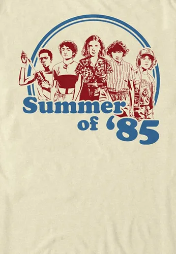 Vista 2 de Stranger Things Camiseta de tiro de grupo Summer of '85 para hombre