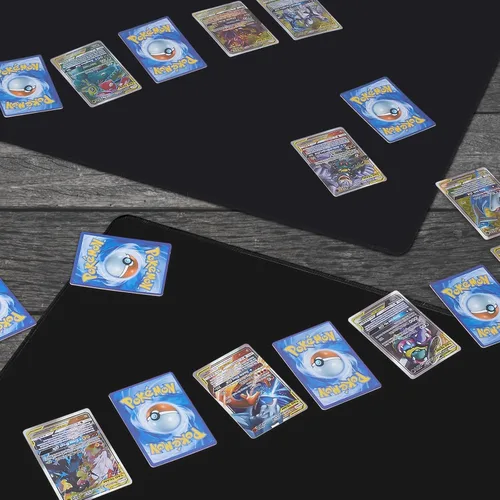 Vista 5 de Biouai MTG Alfombrilla de Juego para Juego de Cartas TCG - 2 Piezas Alfombrilla de Juego Negra con Costura con Tubo para Juego de Cartas, MTG