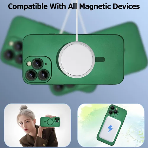 Vista 2 de ankofave Funda magnética para iPhone 11 Pro para mujer, diseño mate de lujo suave con brillo metálico con protector de lente de cámara, compatible