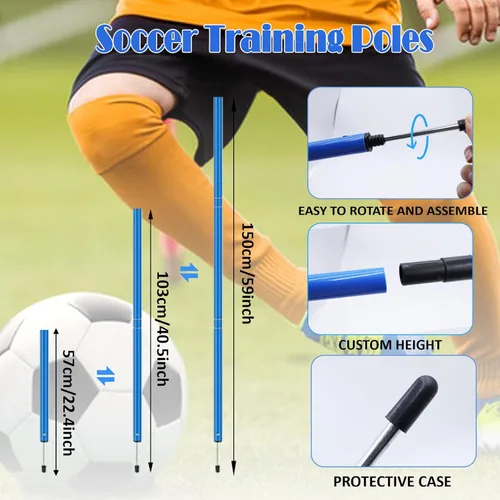 Vista 3 de Vztipki Speed & Agility Training Equipment-20ft Agility Ladder, 6 Poles, 12 Soccer Cones, Resistance Parachute, Jump Rope, Soccer Football