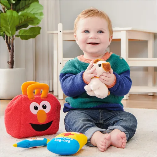 Vista 5 de GUND Sesame Street - Juego de chequeo oficial de Furry Friends Forever Elmo & Tango, juego sensorial de felpa prémium para edades de 1 año