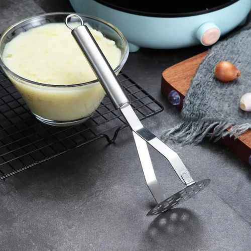 Vista 2 de Berglander - Triturador de patatas de acero inoxidable, resistente metal para papas, triturador de alimentos, triturador de mano, para verduras