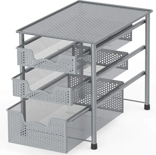 Vista 19 de Simple Houseware - Organizador con cajones de cesta apilables para gabinete, bronce