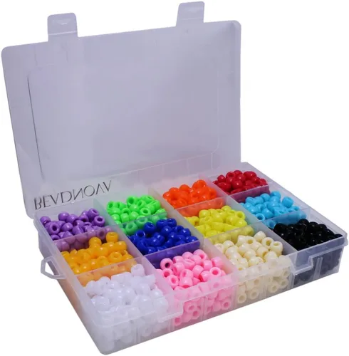 Vista 2 de BEADNOVA Juego de cuentas de pony a granel Kandi de colores mixtos de plástico arcoíris colores opaco surtido para manualidades