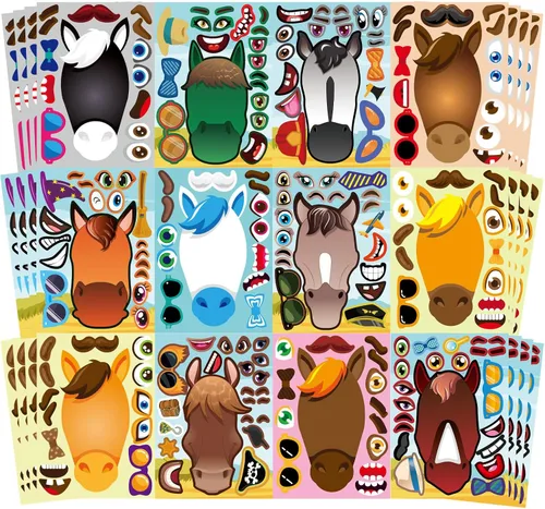 Vista 10 de 48 hojas de calcomanías para hacer una cara para niños, haz tus propias Animal