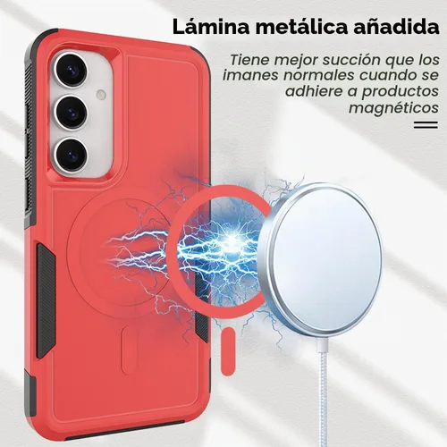 Vista 3 de Dionsibei Funda protectora diseñada para Samsung Galaxy S25 Plus, Galaxy S24 Plus, 2 en 1, grado militar, resistente, a prueba de golpes, para Rojo