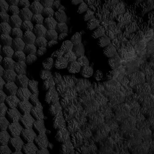 Vista 4 de Vessia - Manta de forro polar de franela (50x70 pulgadas), manta 3D de jacquard negra, esponjosa y cálida para sofá, sillón, cama, silla, 300GSM