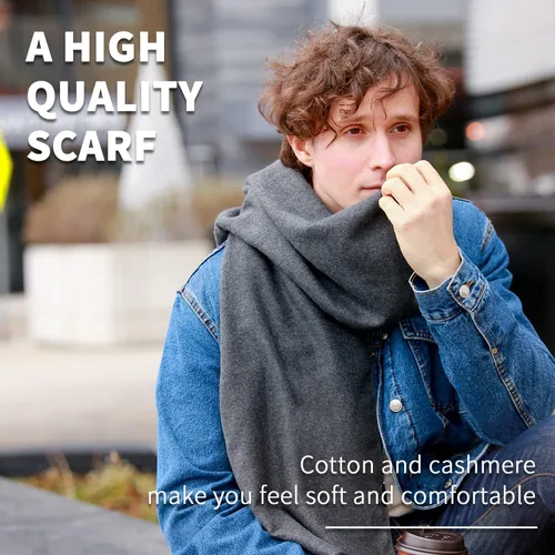 Vista 4 de FULLRON Bufanda de invierno para hombre, bufandas suaves y cálidas de cachemira
