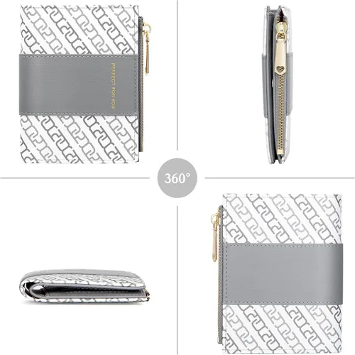 Vista 5 de VOCUS Cartera pequeña para mujer, plegable, con tarjetero impreso, bolsa de cambio con ventana de identificación y bolsillo para monedas