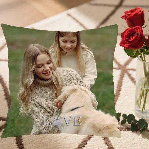 Vista 5 de Personalized One Picture Pillow Cover with Custom Text Allowing You to Create a Memorable Cushion Design That fits Your Sofa or Bedroom While
